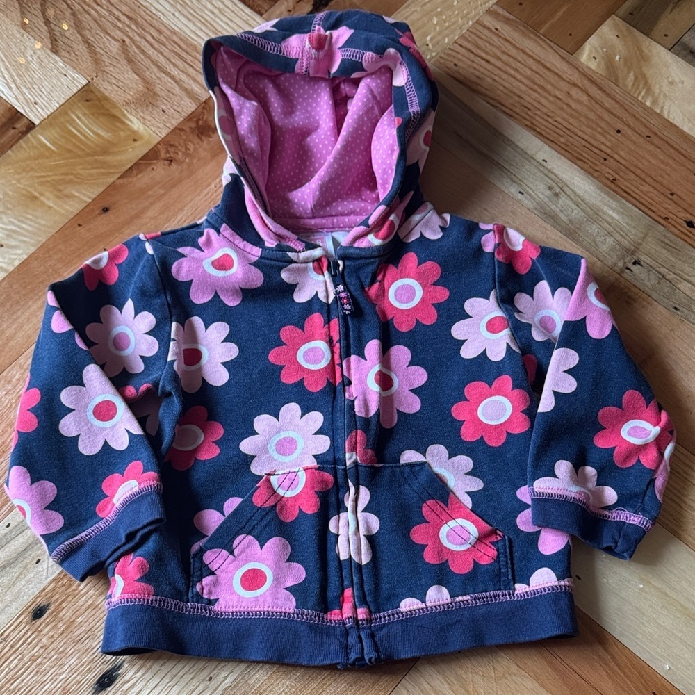 Floral Hoodie, Denim Overalls, and Pink Sweater Set - Picture 8 of 10